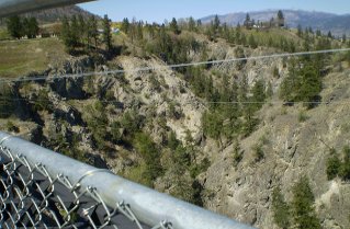 Looking down from the bridge crossing Trout Creek, Kettle Valley Railway Penticton to Summerland, 2011-05.